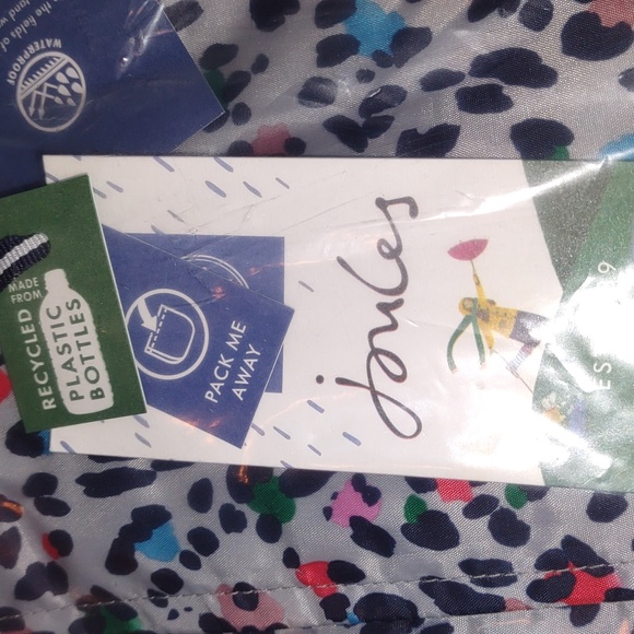 🌈JOULES Golightly Packable Waterproof Raincoat in Silver Leopard - Picture 13 of 16